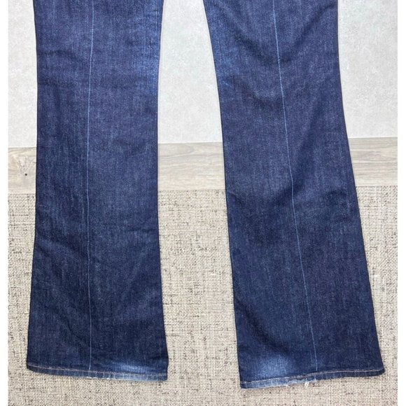 7FAM Womens Jeans Size 28 Dark Blue Denim Flare Low-Rise A3 - Picture 7 of 7